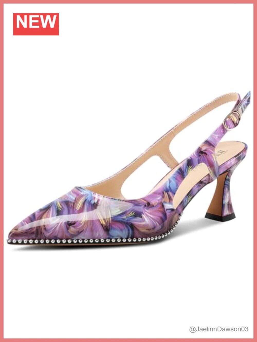Women's Kitten Heel Pointed Toe Pumps Slingback Patent Leather 2.6" Heel
